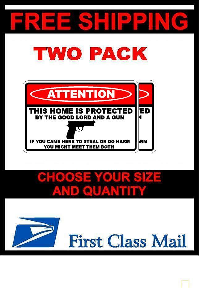 THIS HOME IS PROTECTED Vinyl Decal Sticker 2nd Amendment Gun Firearm Pistol