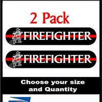 2 pack Firefighter Thin Red Line Decals for Car Truck SUV Window Sticker 6 Yr