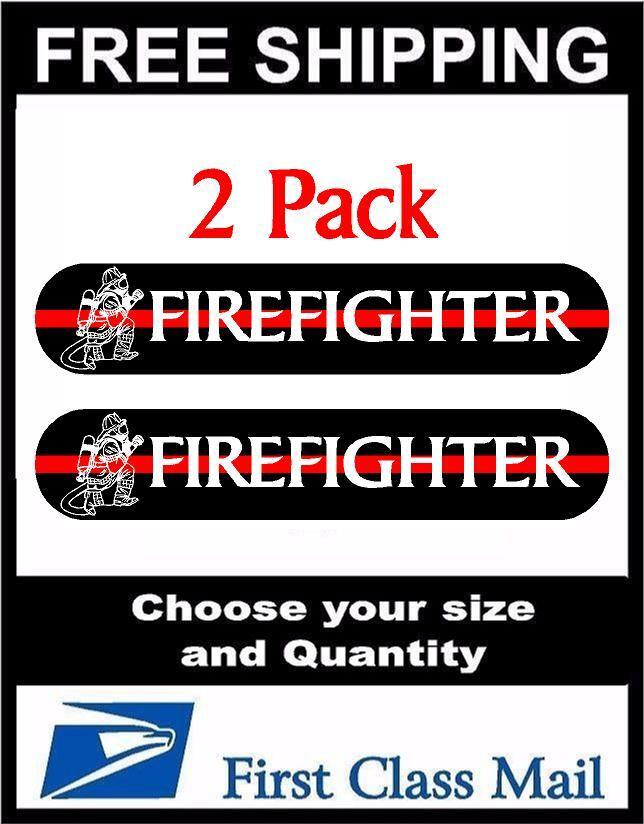 2 pack Firefighter Thin Red Line Decals for Car Truck SUV Window Sticker 6 Yr