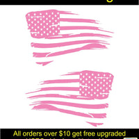 American Flag Distressed Right & Left Vinyl Decal Sticker  14 Colors 6yr vinyl