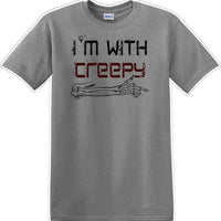 I'M WITH CREEPY POINTING LEFT - Halloween - Novelty T-shirt