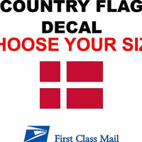 DENMARK COUNTRY FLAG, STICKER, DECAL, 5YR VINYL, STATE FLAG