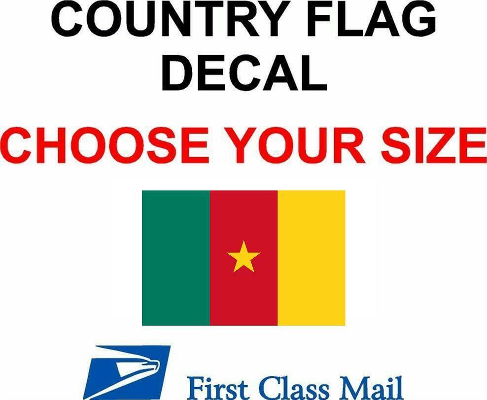 CAMEROON COUNTRY FLAG, STICKER, DECAL, 5YR VINYL, Country Flag of Cameroon