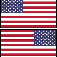 Reflective RIGHT & LEFT American Flag USA mirrored img Vinyl Bk Outline