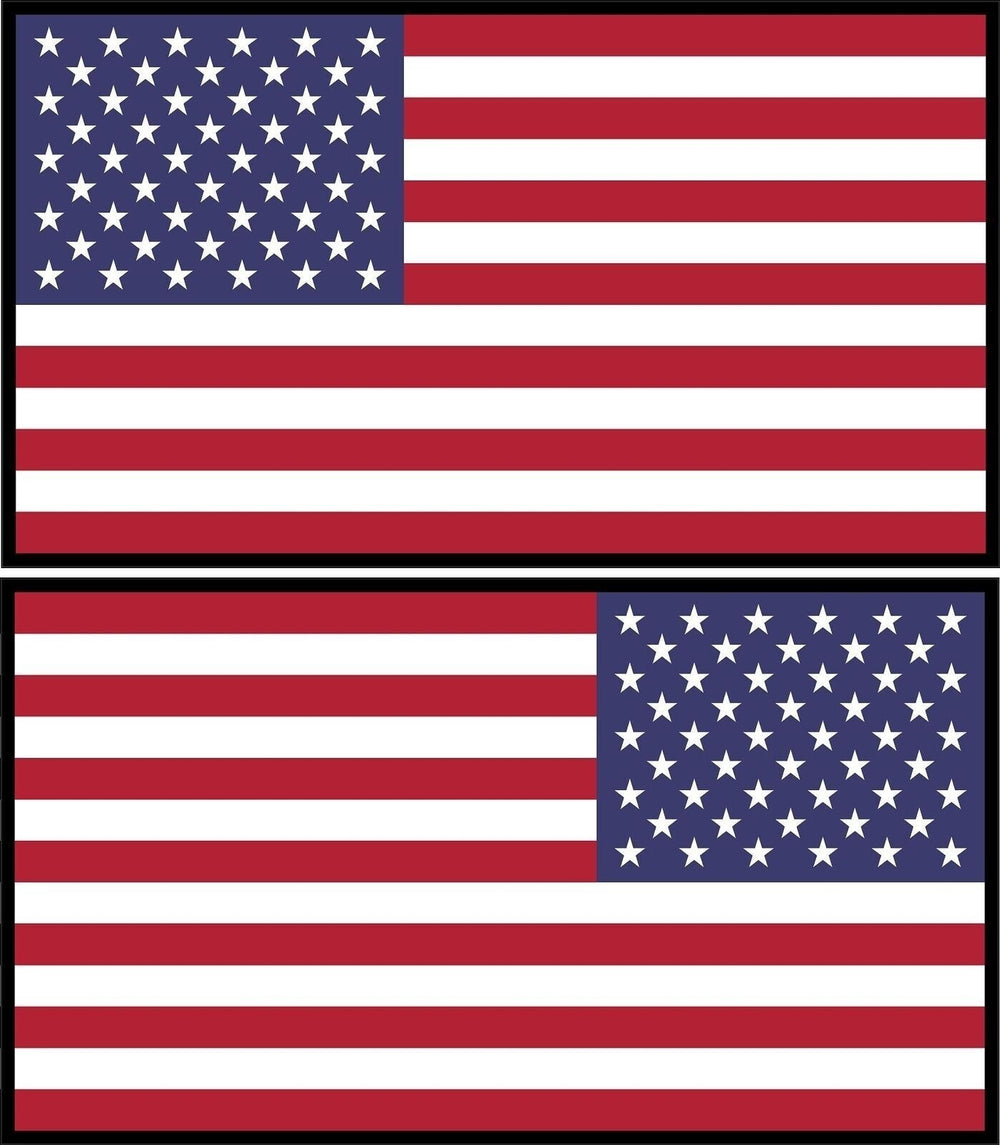 Reflective RIGHT & LEFT American Flag USA mirrored img Vinyl Bk Outline