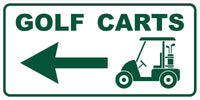 
              Golf Course Aluminum  Left Direction Sign for the Greens, Fairway & Cart Path
            