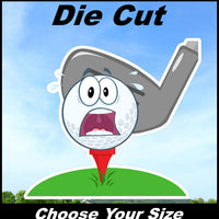 Crying Funny Goofy Golf Ball Decal Sticker for Car and Truck Window or Bumper