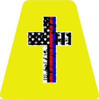 
              Thin Red/Blue Line Cross - YELLOW TETS TETRAHEDRONS HELMET STICKER FIRE REFLECT.
            