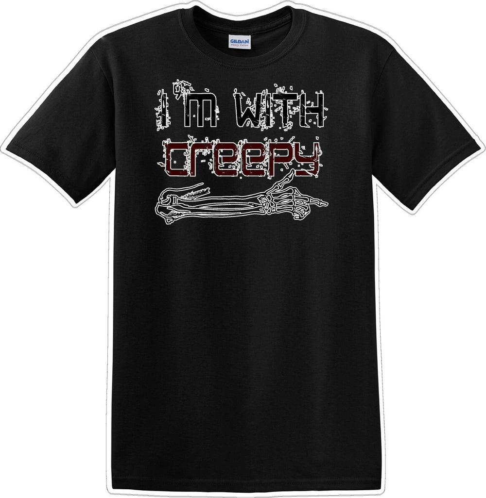 I'M WITH CREEPY POINTING LEFT - Halloween - Novelty T-shirt