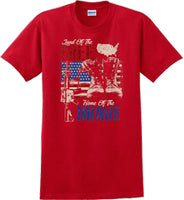 
              LAND OF THE FREE HOME OF THE BRAVE, Veterans day Soldier USA Support T-Shirt
            