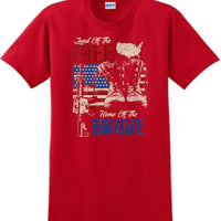 LAND OF THE FREE HOME OF THE BRAVE, Veterans day Soldier USA Support T-Shirt