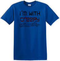 
              I'M WITH CREEPY POINTING LEFT - Halloween - Novelty T-shirt
            