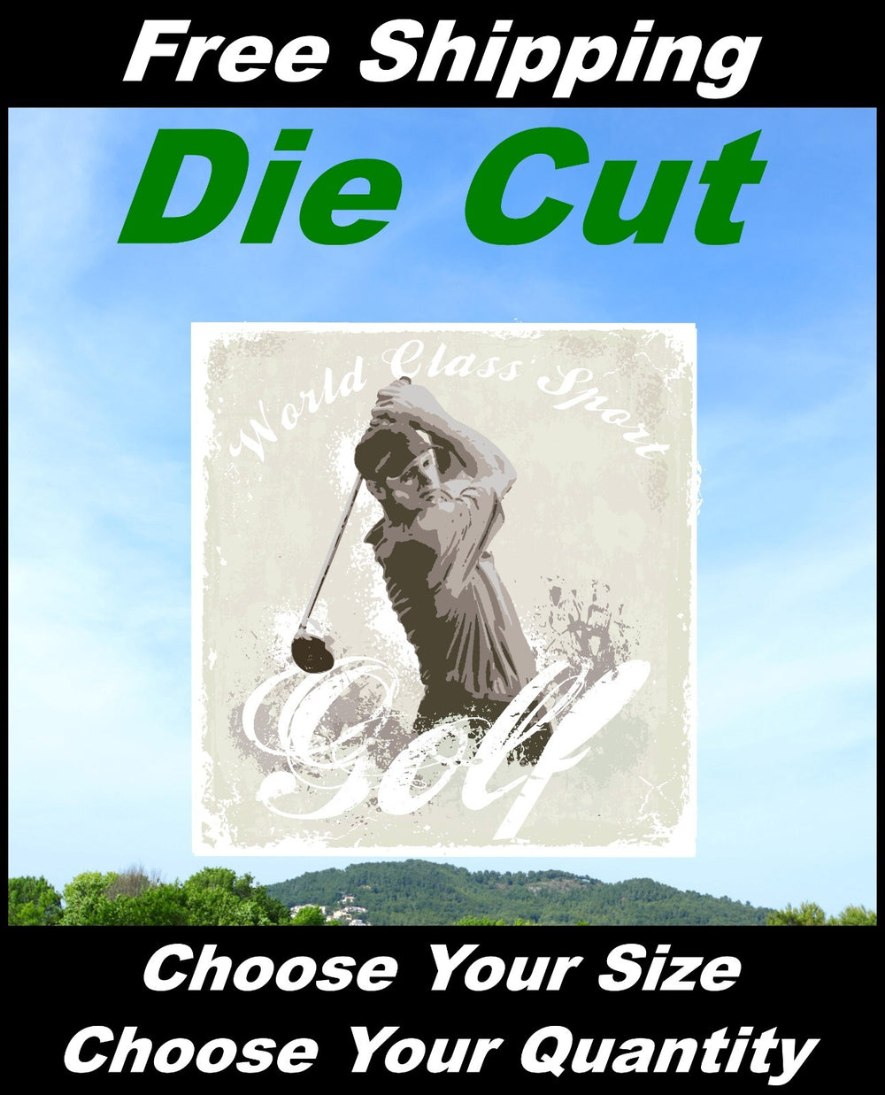 Vintage Golf Decal for car and truck back/side Window and Bumper sticker