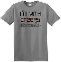 
              I'M WITH CREEPY POINTING LEFT - Halloween - Novelty T-shirt
            