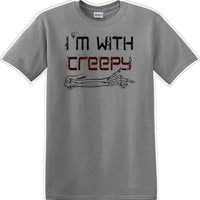I'M WITH CREEPY POINTING LEFT - Halloween - Novelty T-shirt