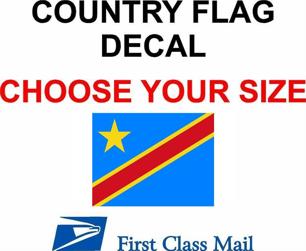 CONGO COUNTRY FLAG, STICKER, DECAL, 5YR VINYL, Country Flag of Congo