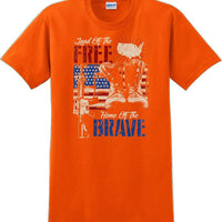 LAND OF THE FREE HOME OF THE BRAVE, Veterans day Soldier USA Support T-Shirt
