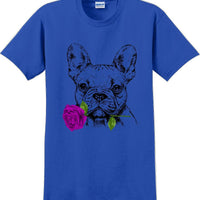 French bulldog with rose short sleeved T-Shirt - Dog mom shirt