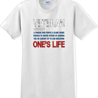 VETERAN NOUN, ONES LIFE, Veterans day Soldier USA Support T-Shirt