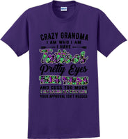 
              Crazy Tattooed Grandma T-Shirt - 12 color choices
            