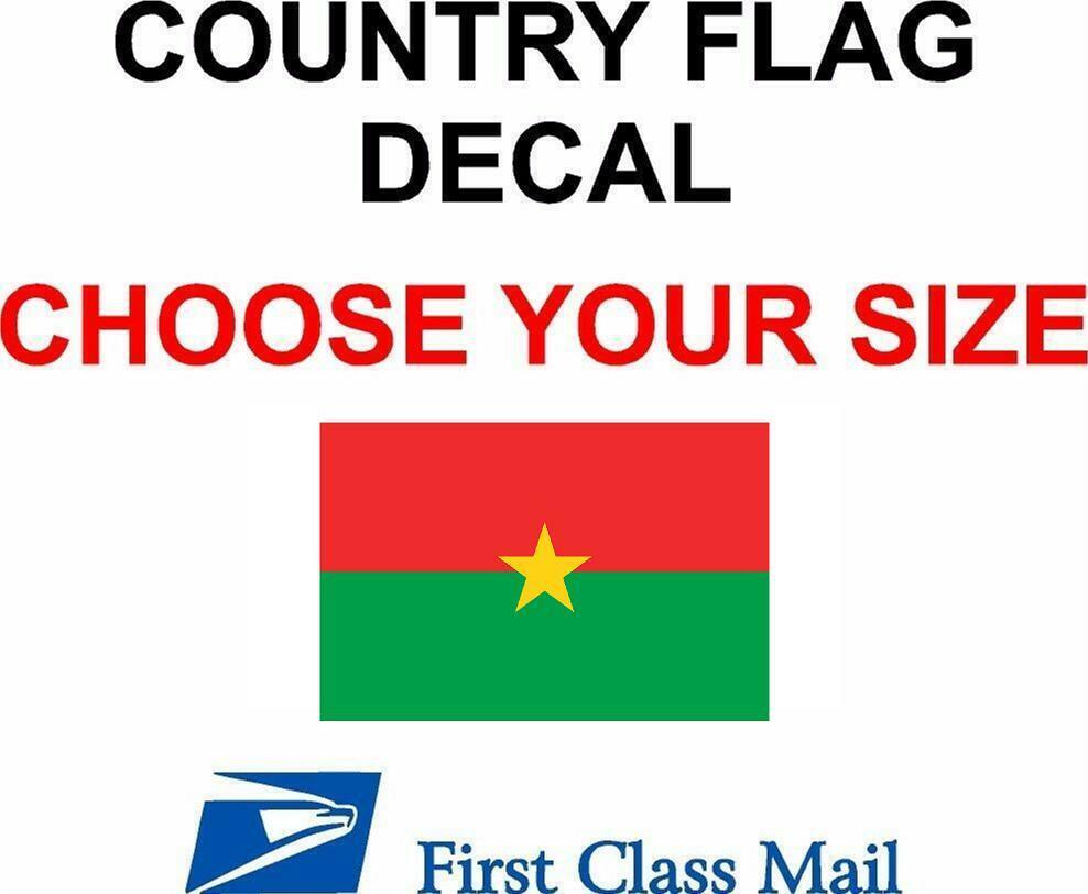 BURKINA FASO COUNTRY FLAG, STICKER, DECAL, 5YR, Country Flag of Burkina Faso