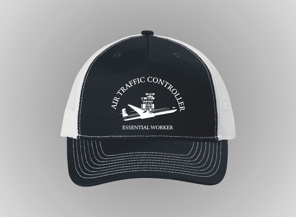 Air Traffic Controller Hat trucker snap back Navy Blue and White.support airport