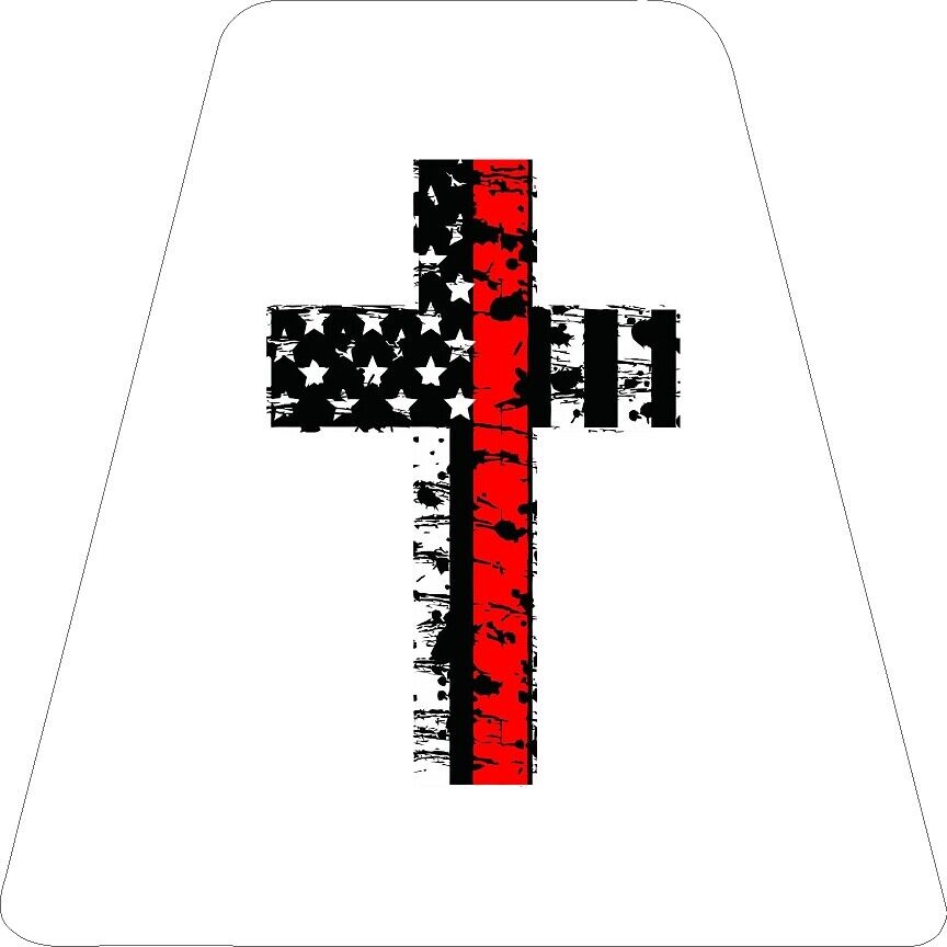 Thin Red Line Cross - WHITE TETS TETRAHEDRONS HELMET STICKER FIRE REFLECTIVE