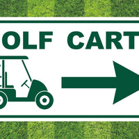 Golf Course Aluminum  Right Direction Sign for the Greens, Fairway & Cart Path