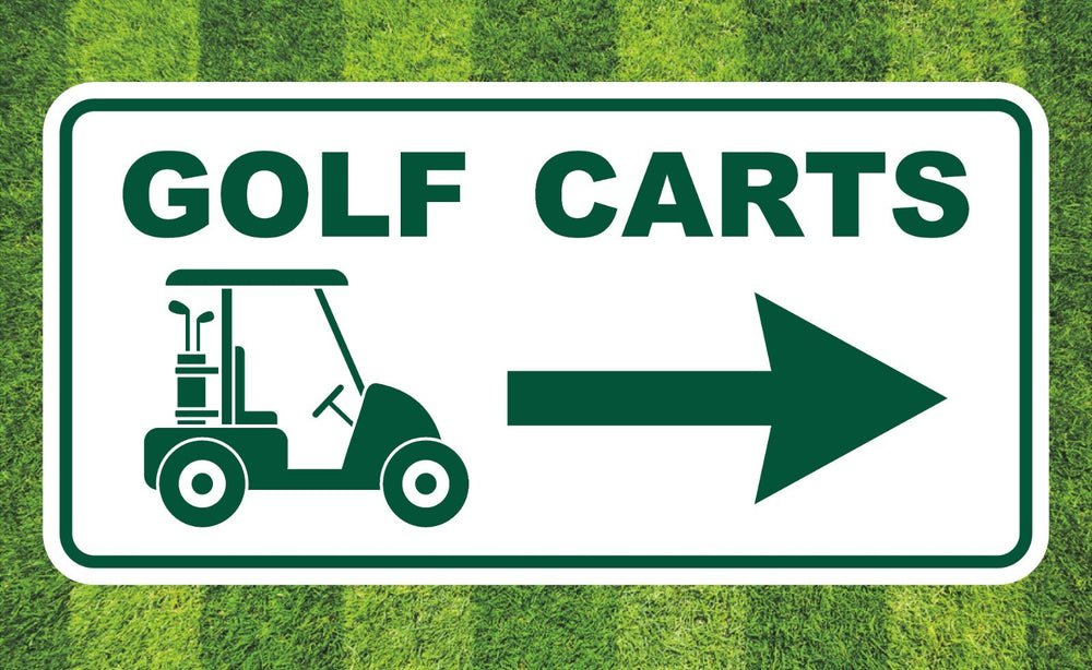 Golf Course Aluminum  Right Direction Sign for the Greens, Fairway & Cart Path