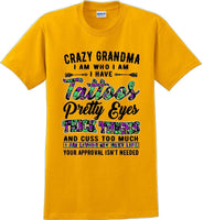 
              Crazy Tattooed Grandma T-Shirt - 12 color choices
            