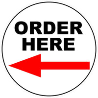 Place Order Here Sticker Vinyl Business Sticker Decal right left down order here