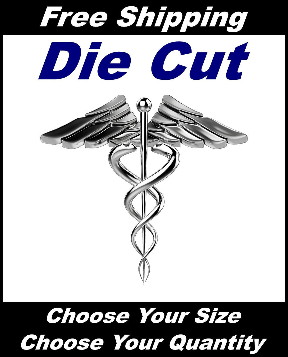 The Caduceus Chrome Printed laminated Two wings two snakes EMS High Def. Decal