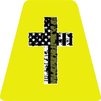 Thin Army green Cross - YELLOW TETS TETRAHEDRONS HELMET STICKER FIRE REFLECTIVE