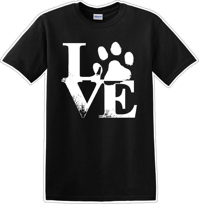 Love dog paw print - Dog- Novelty T-shirt