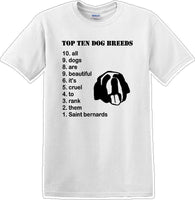 
              TOP TEN DOG BREEDS-SAINT BERNARD - Dog- Novelty T-shirt
            