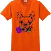 French bulldog with rose short sleeved T-Shirt - Dog mom shirt