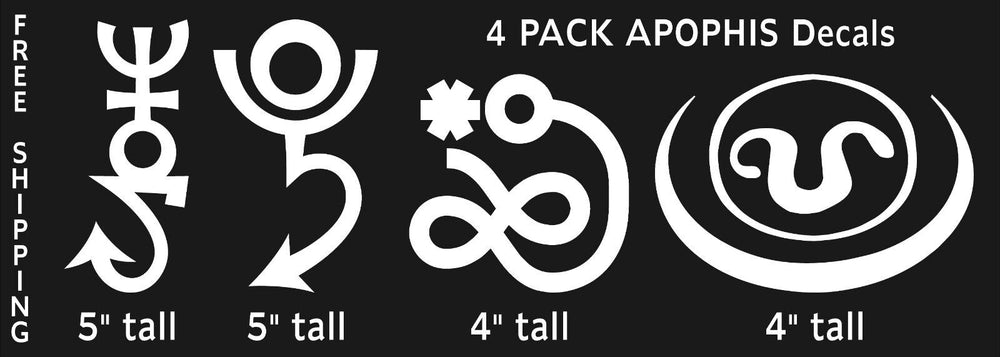 Apophis Decal set for Fun, laptops, vehicles & more 4 pack die cut stickers
