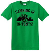 
              Camping is "IN-TENTS" - Funny shirt - short sleeved T-shirt TH04
            