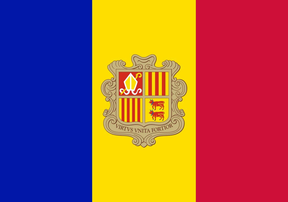 Andorra COUNTRY FLAG, STICKER, DECAL, 5YR VINYL, country Flag of Andorra