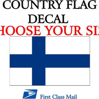FINNISH COUNTRY FLAG, STICKER, DECAL, 5YR VINYL, STATE FLAG
