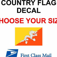 BHUTAN COUNTRY FLAG, STICKER, DECAL, 5YR VINYL, Country Flag of Bhutan