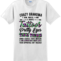 Crazy Tattooed Grandma T-Shirt - 12 color choices