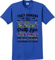 
              Crazy Tattooed Grandma T-Shirt - 12 color choices
            