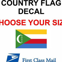 COMOROS COUNTRY FLAG, STICKER, DECAL, 5YR VINYL, Country Flag of Comoros