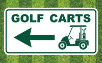 
              Golf Course Aluminum  Left Direction Sign for the Greens, Fairway & Cart Path
            