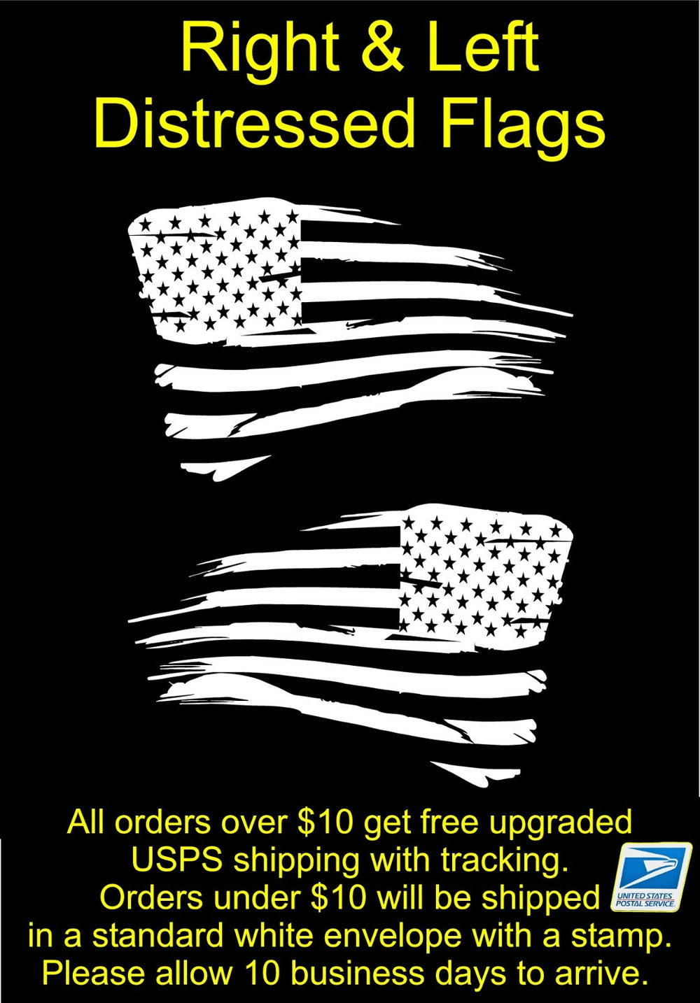 American Flag Distressed Right & Left Vinyl Decal Sticker  14 Colors 6yr vinyl