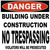 
              Coroplast Construction Signs -48"x48" -Qty 2- Danger Building Under Construction
            