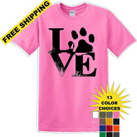 Love dog paw print - Dog- Novelty T-shirt