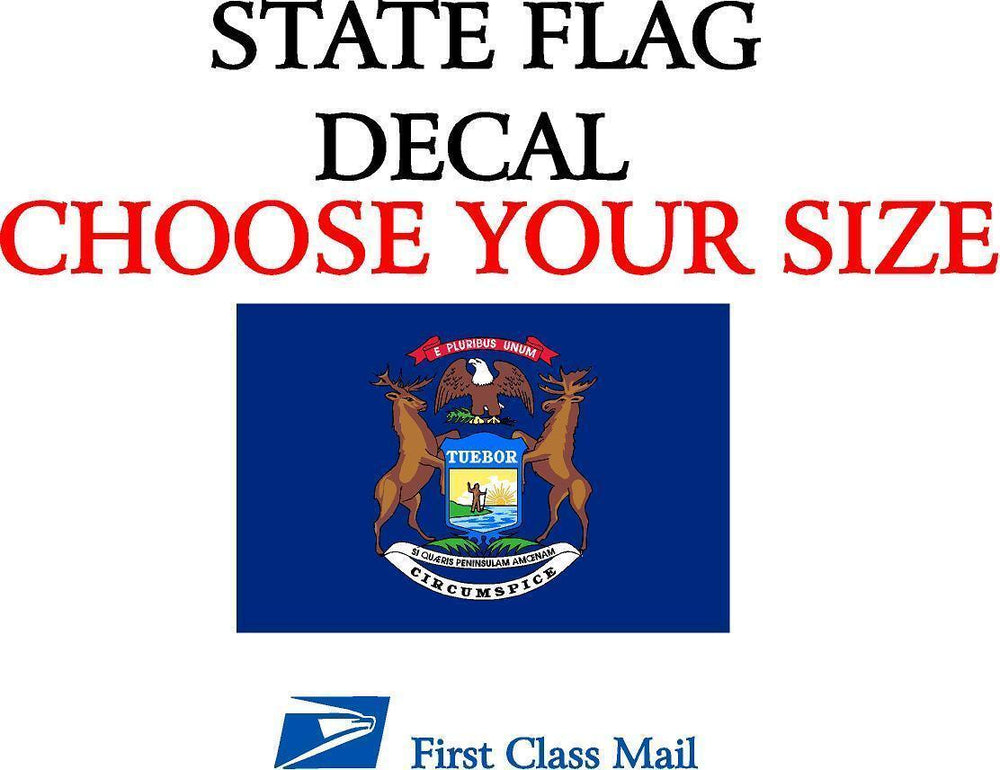 MICHIGAN STATE FLAG, STICKER, DECAL, 5YR VINYL Sate Flag of Michigan