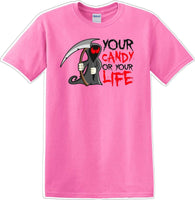 
              YOUR CANDY OR YOUR LIFE - Halloween - Novelty T-shirt
            